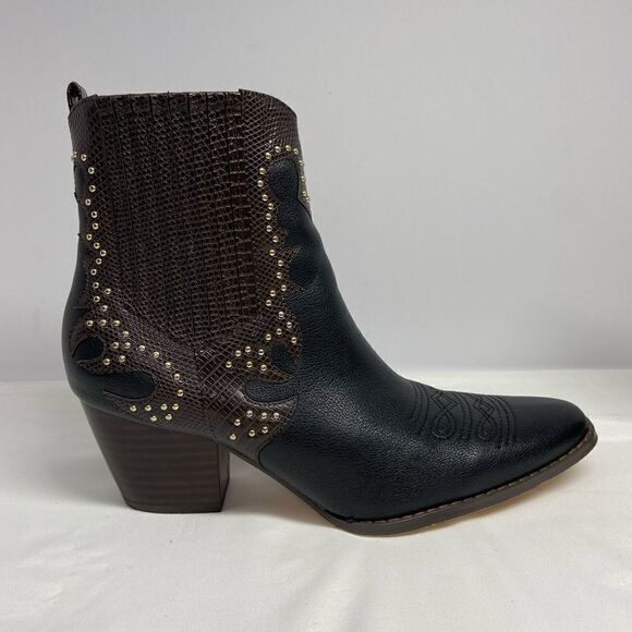 COCONUTS by Matisse Eliza Western ankle boots ,black/brown 7M - Picture 1 of 10
